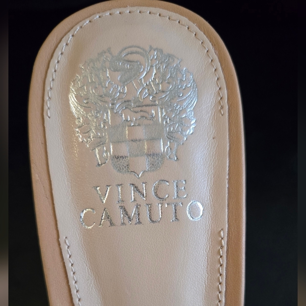 Vince Camuto Joieana Puffy Strap Dress Mule Heeled Sandal Tan NWOT - Picture 4 of 9